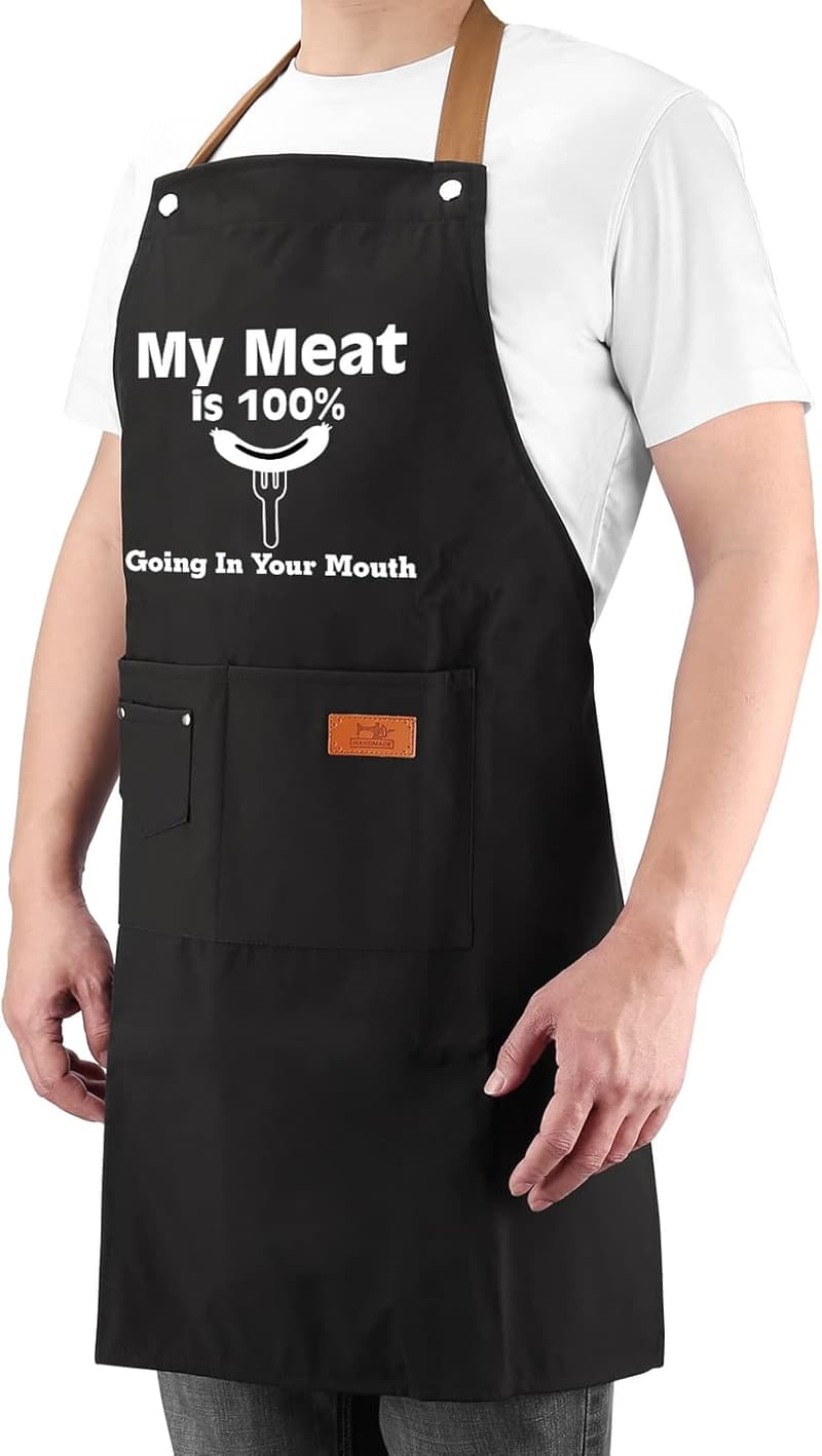 Chef Apron with Pockets - Fun Gift for Men, Husband, Birthday, Anniversary