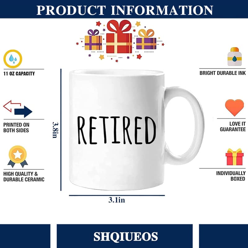 Happy Retirement Mug 11 oz for Coworkers and Teachers