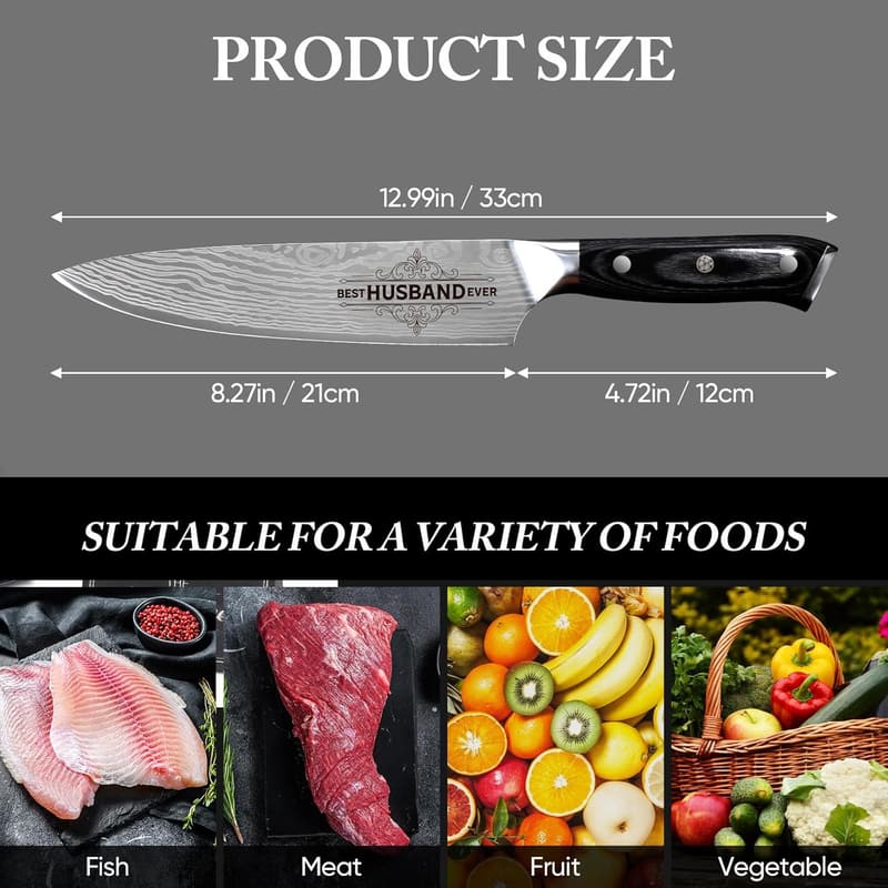 Husband's 8-Inch Professional Chef's Knife - Anniversary Gift