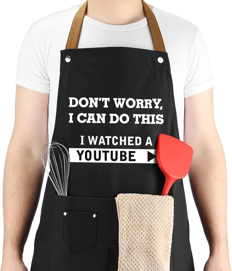 Father's Day Cooking Apron for Dad with 3 Tool Pockets
