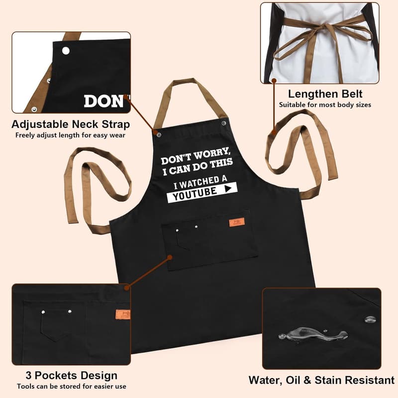 Father's Day Cooking Apron for Dad with 3 Tool Pockets