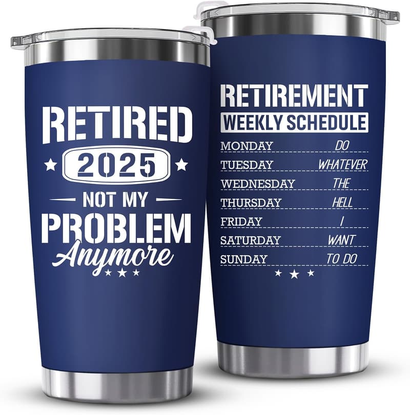 Funny Retirement Tumbler Gift for Men, 20oz Navy with Box