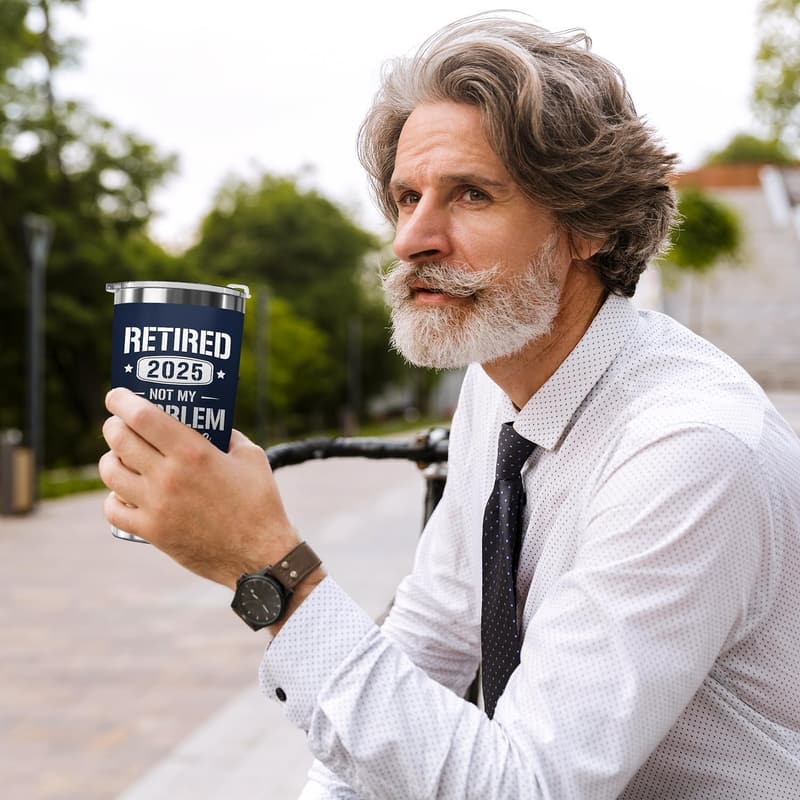 Funny Retirement Tumbler Gift for Men, 20oz Navy with Box