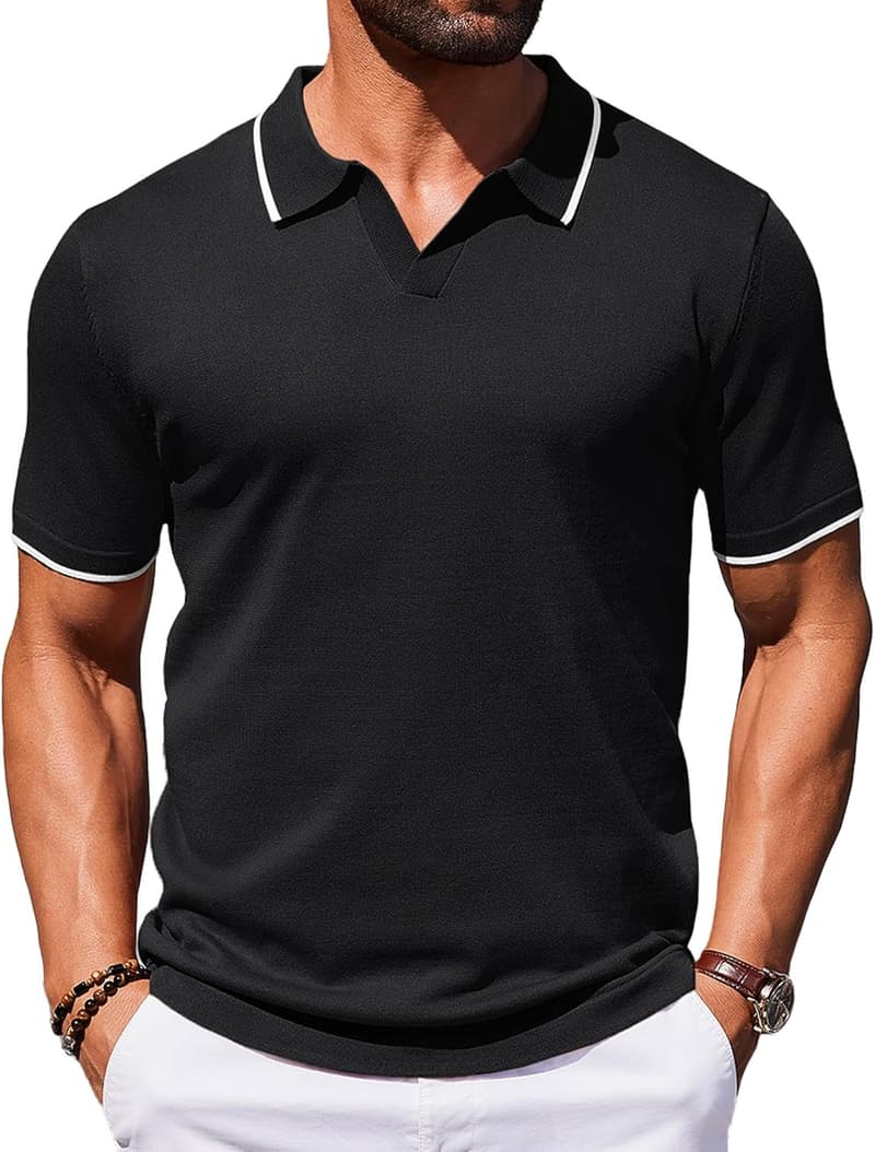 Vintage Casual Knit Polo Shirt for Men