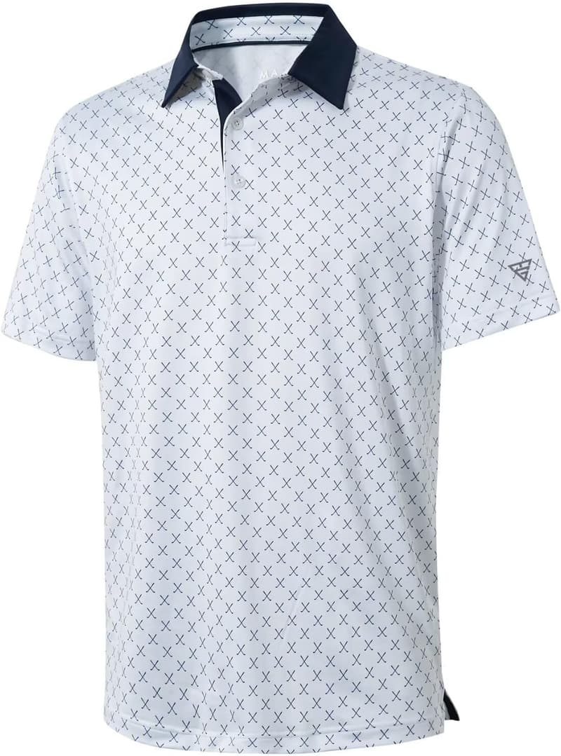 Men's Striped Performance Golf Polo Shirt - Moisture-Wicking