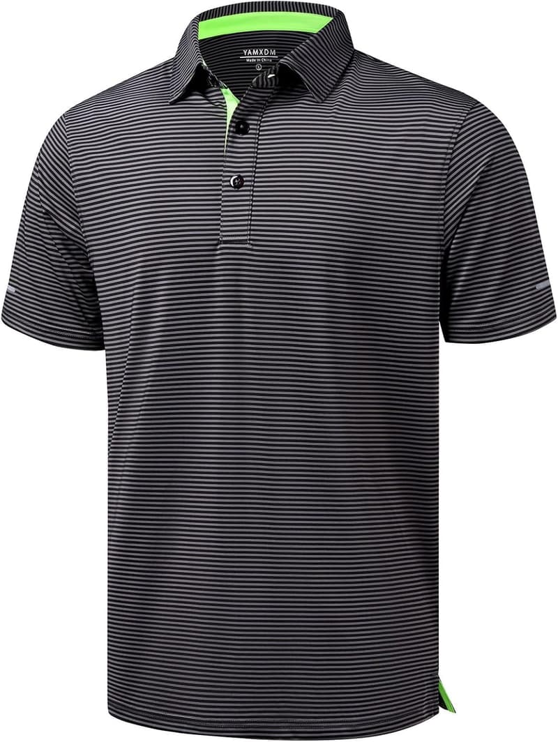Men's Moisture-Wicking Striped Polo Golf Shirt
