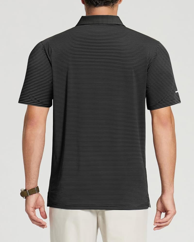 Men's Moisture-Wicking Striped Polo Golf Shirt