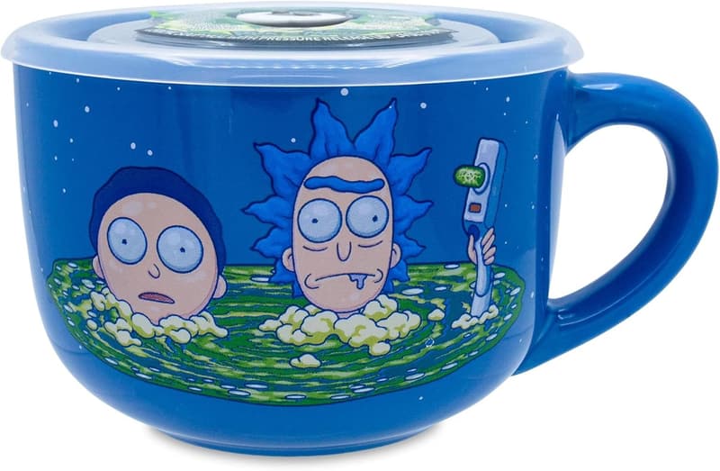 Rick and Morty Ceramic Soup Mug with Vented Lid, 24 oz