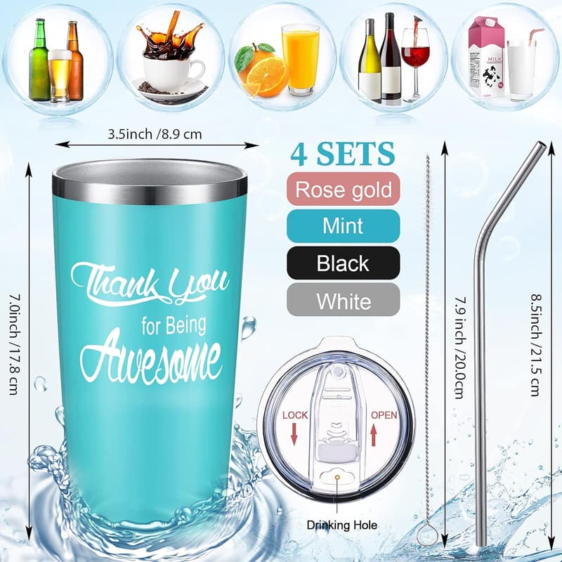 Employee Appreciation 20 oz Stainless Steel Tumblers Set