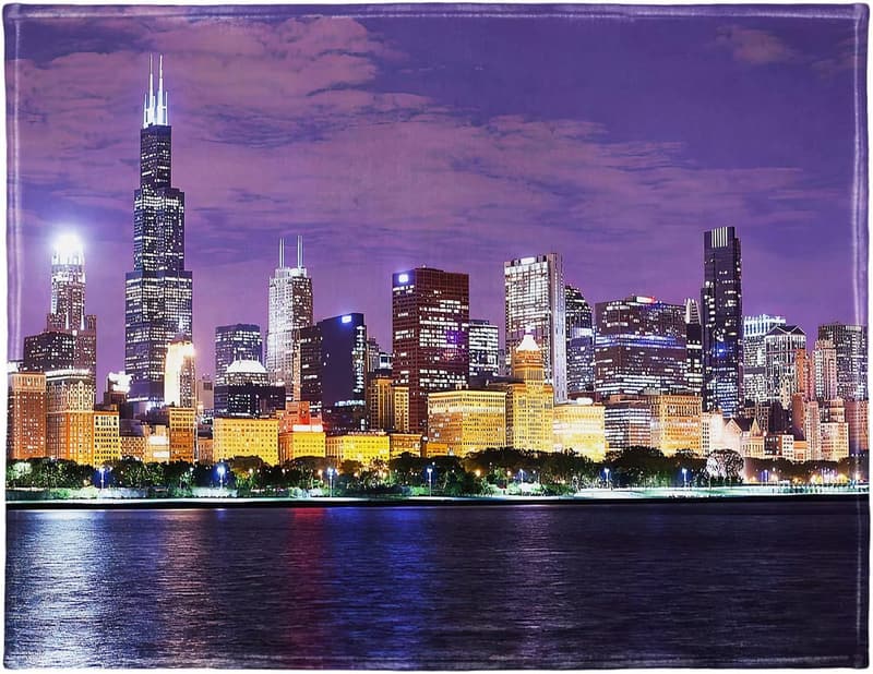 Chicago Skyline Plush Throw Blanket - 40x50 Soft Comfort