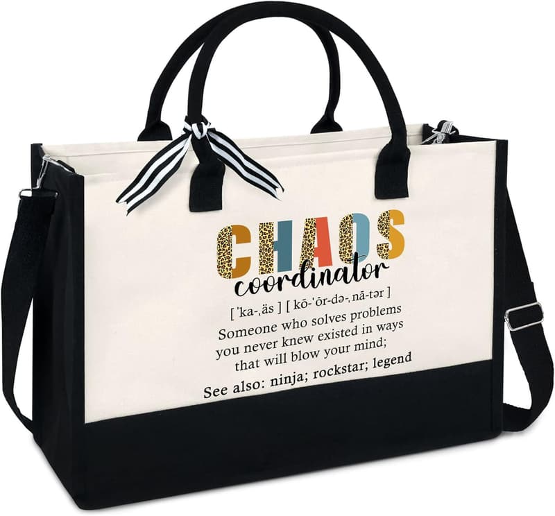 Mother's Day Canvas Tote Bag with Zipper - 13oz Gift for Women