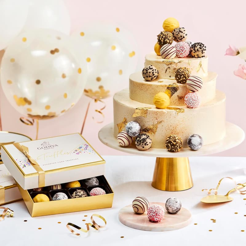 Birthday Assorted Chocolate Truffles Gift Box by Godiva, 12 pcs.