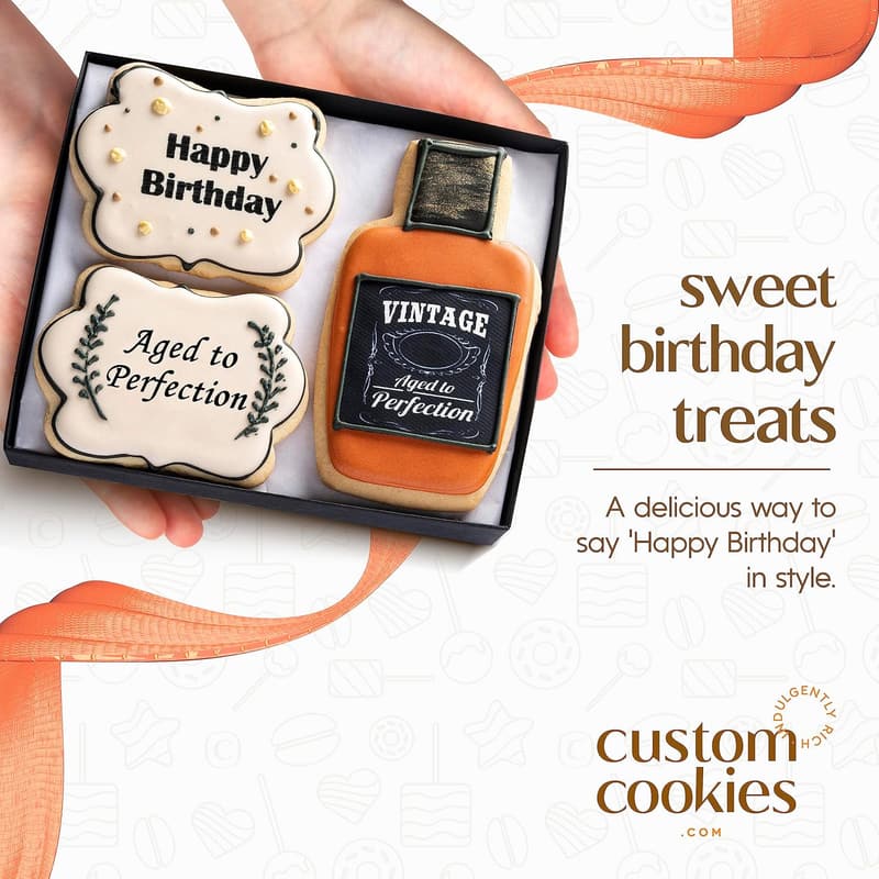 Custom Birthday Gift Basket - Hand Decorated Sugar Cookies for Him