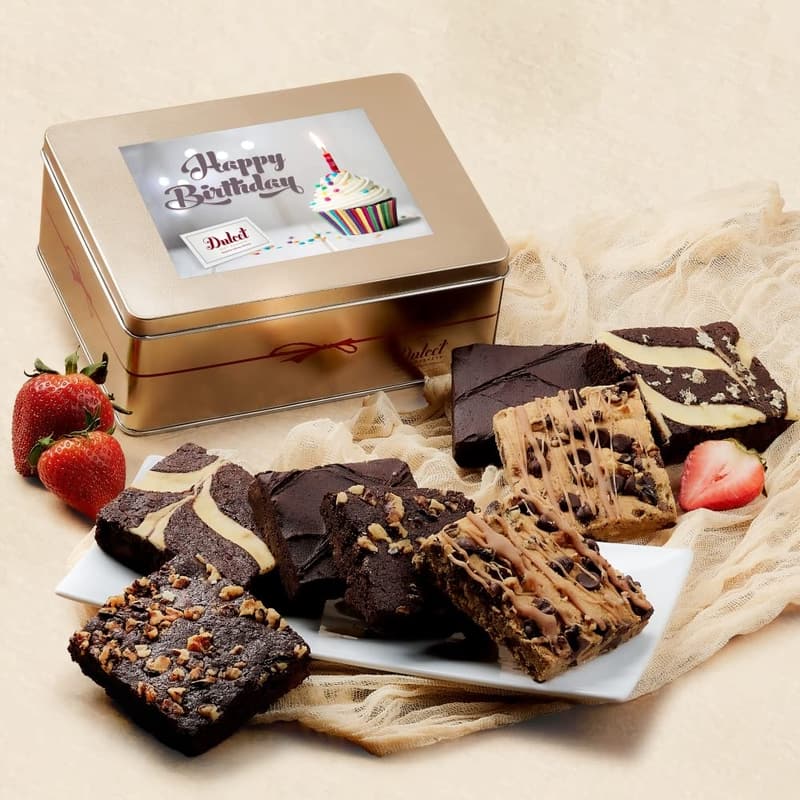Birthday Gift Basket for Men - Gourmet Fudge Brownies with Custom Note
