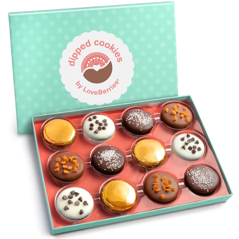 Chocolate-Dipped Sandwich Cookies Gift Box - 12 Pieces