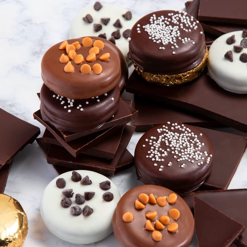 Chocolate-Dipped Sandwich Cookies Gift Box - 12 Pieces