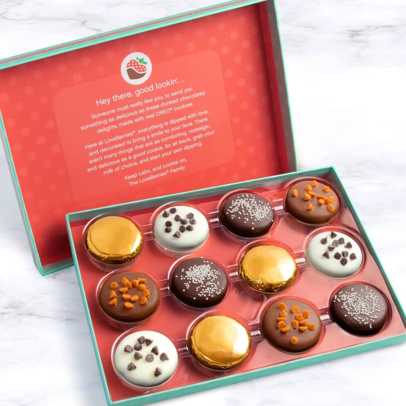 Chocolate-Dipped Sandwich Cookies Gift Box - 12 Pieces