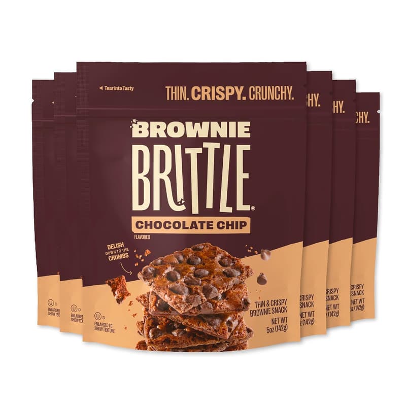 Original Chocolate Chip Brownie Brittle – Family Size Pack of 6, 5 oz