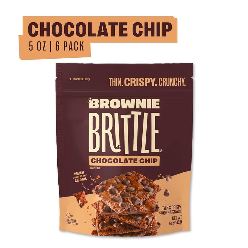 Original Chocolate Chip Brownie Brittle – Family Size Pack of 6, 5 oz