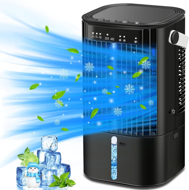 Portable Air Conditioner with 3 Speeds & Mist - Black