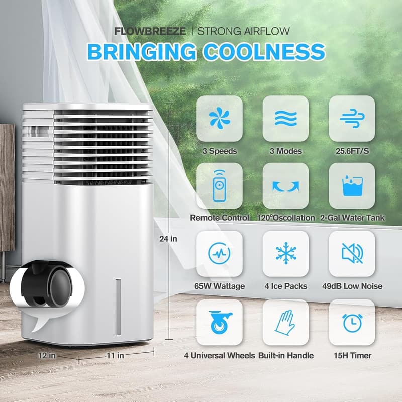 3-IN-1 Portable Air Conditioner with Remote, Ultra-Quiet