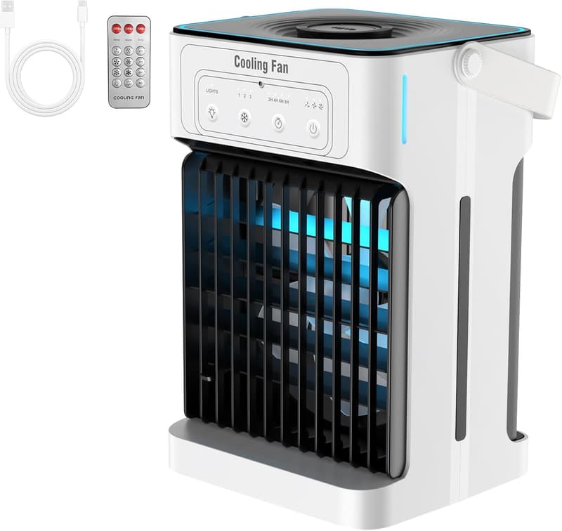 Portable Air Conditioner with Dual Motor & 7 Color Light