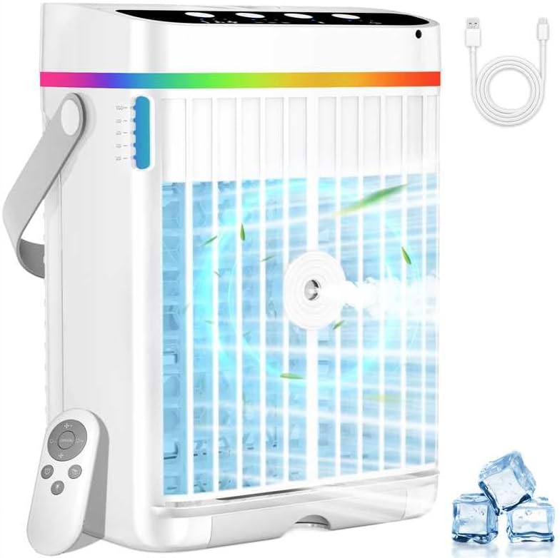 Portable Air Conditioner with Remote Control & LED Light