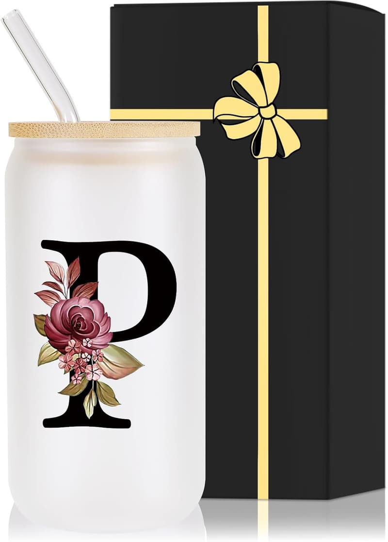 Monogrammed Drinking Cup with Lid & Straw - Teacher Gift