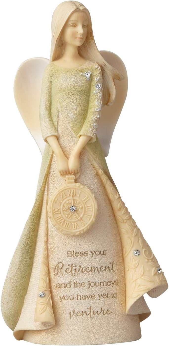 Retirement Journey Angel Clock Miniature Figurine, 4.33 Inch
