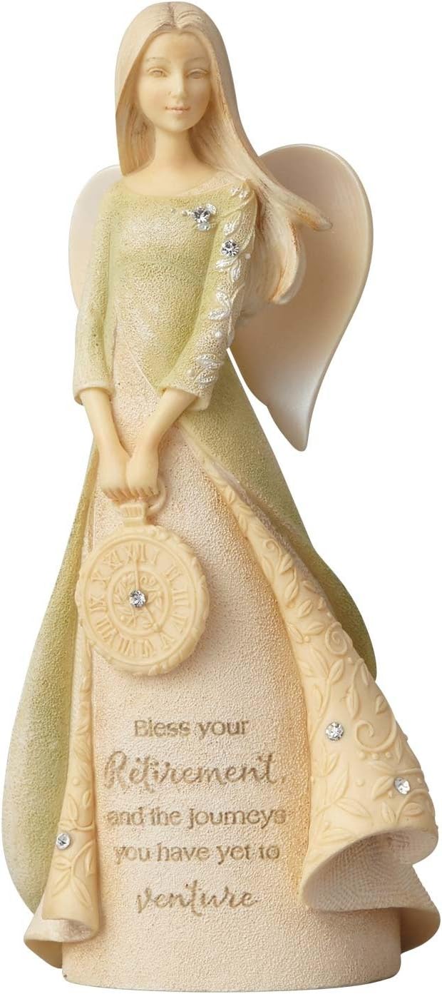 Retirement Journey Angel Clock Miniature Figurine, 4.33 Inch