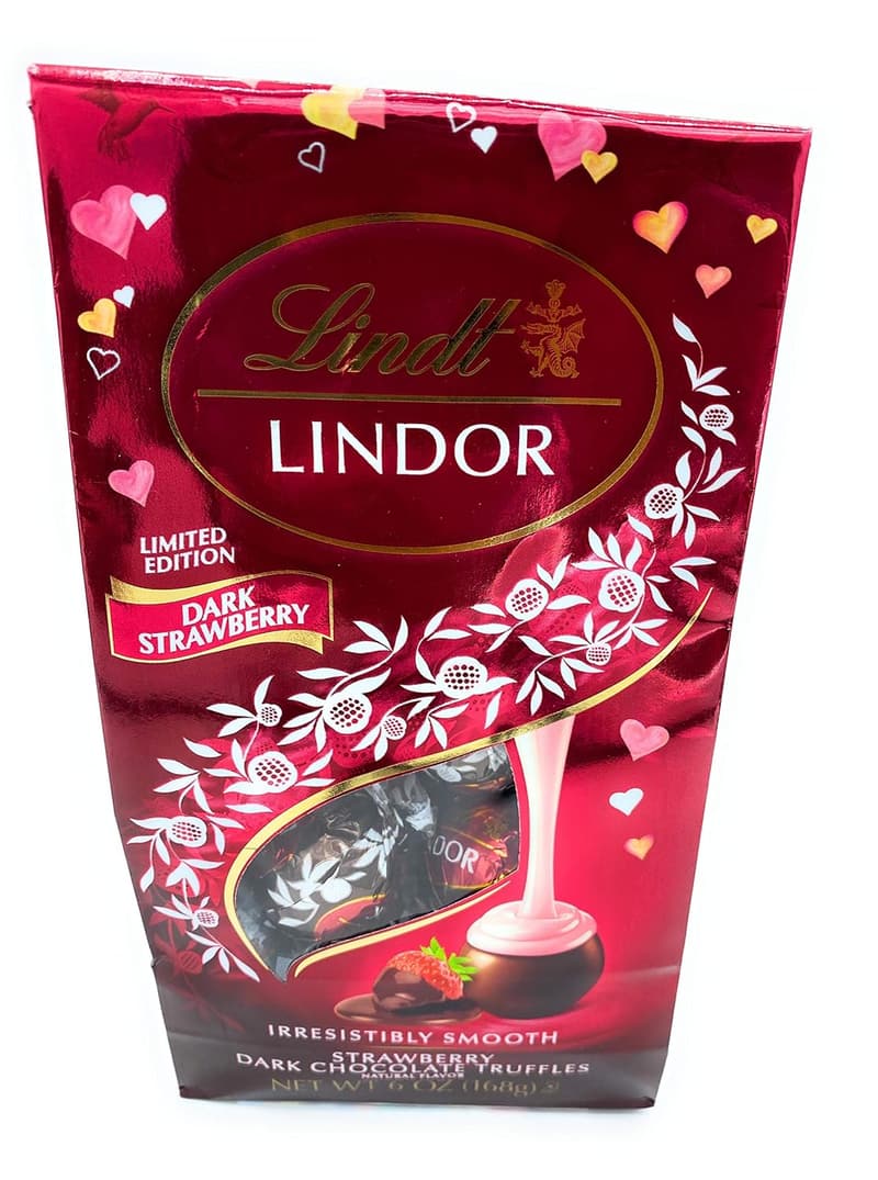 Valentine's Day Lindt Lindor Strawberry Dark Chocolate Truffles 6oz
