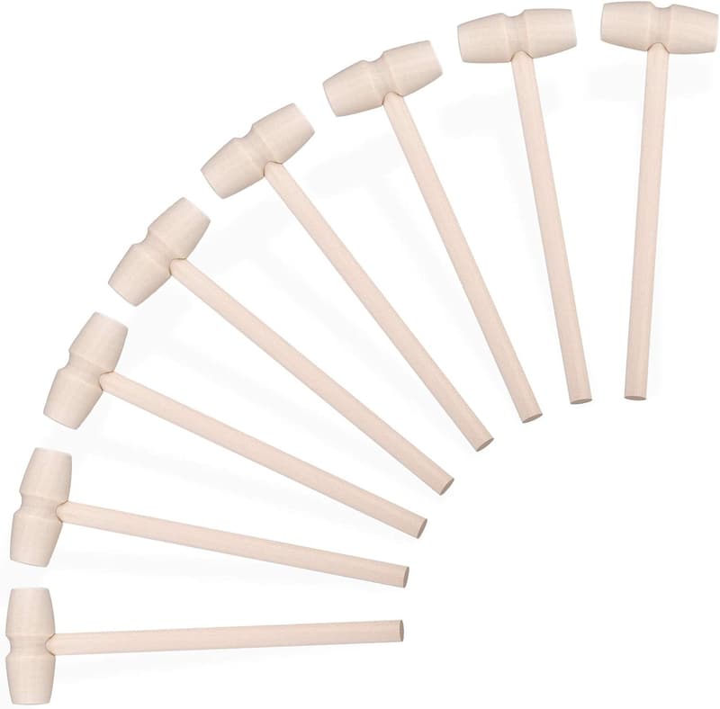 10 Wooden Hammers for Chocolate & Egg Crushing - Educational Tool