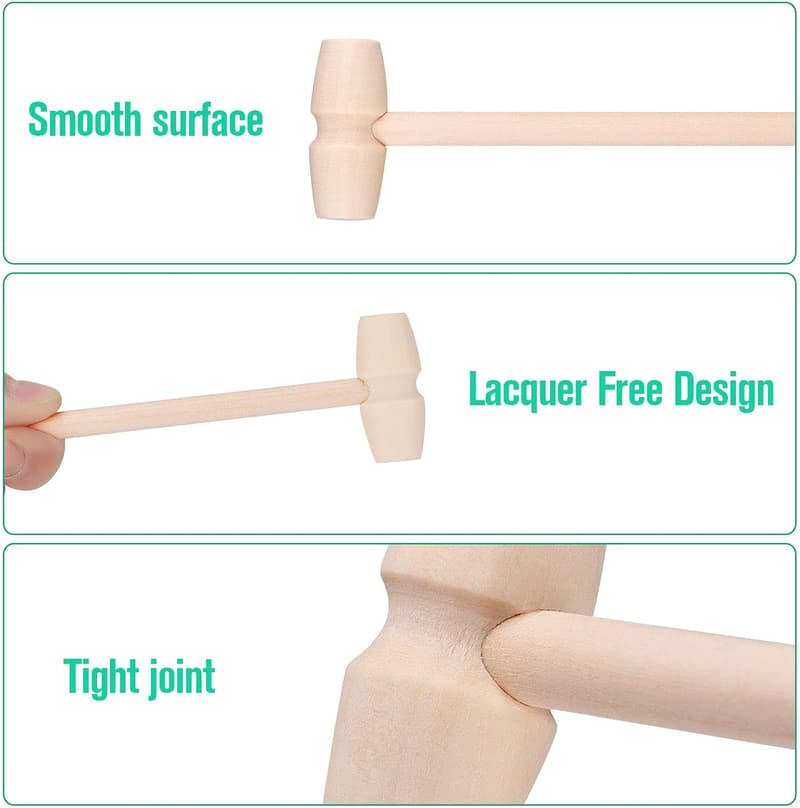 10 Wooden Hammers for Chocolate & Egg Crushing - Educational Tool