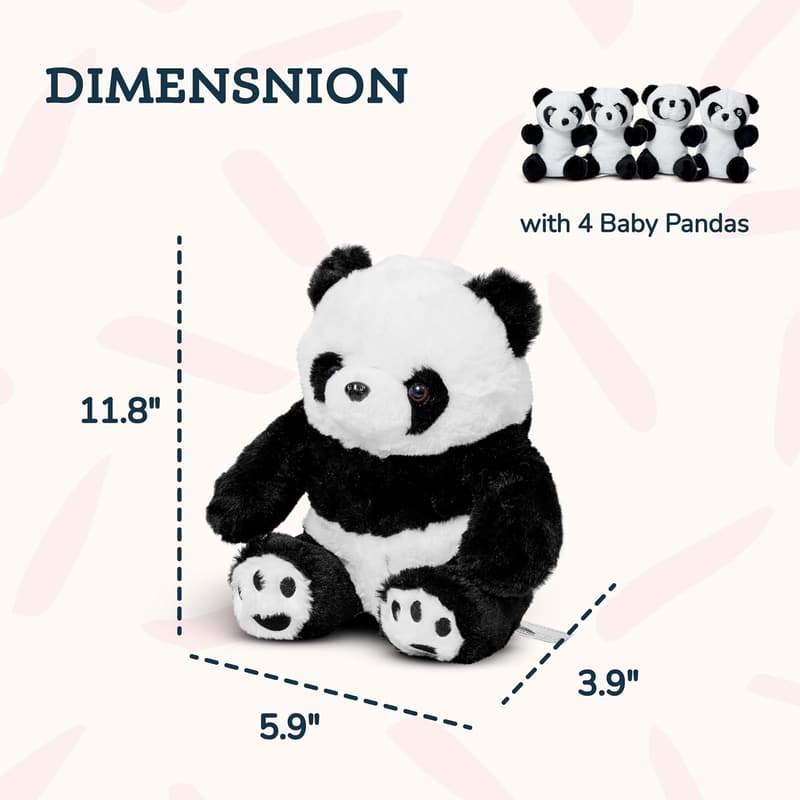 Plush Mommy Panda with 4 Baby Pandas - Set of 5 Stuffed Toys