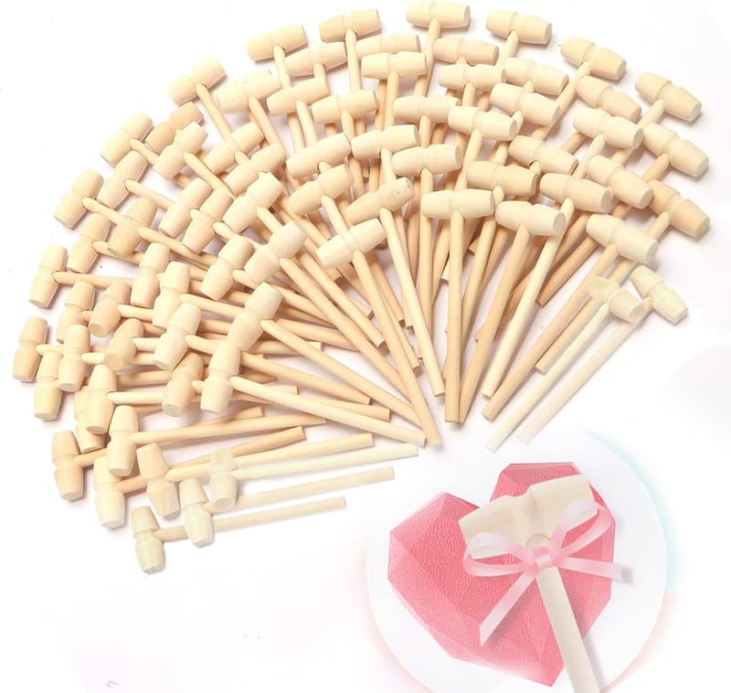 Mini Wooden Hammer Set for Breakable Chocolate Hearts (x75)