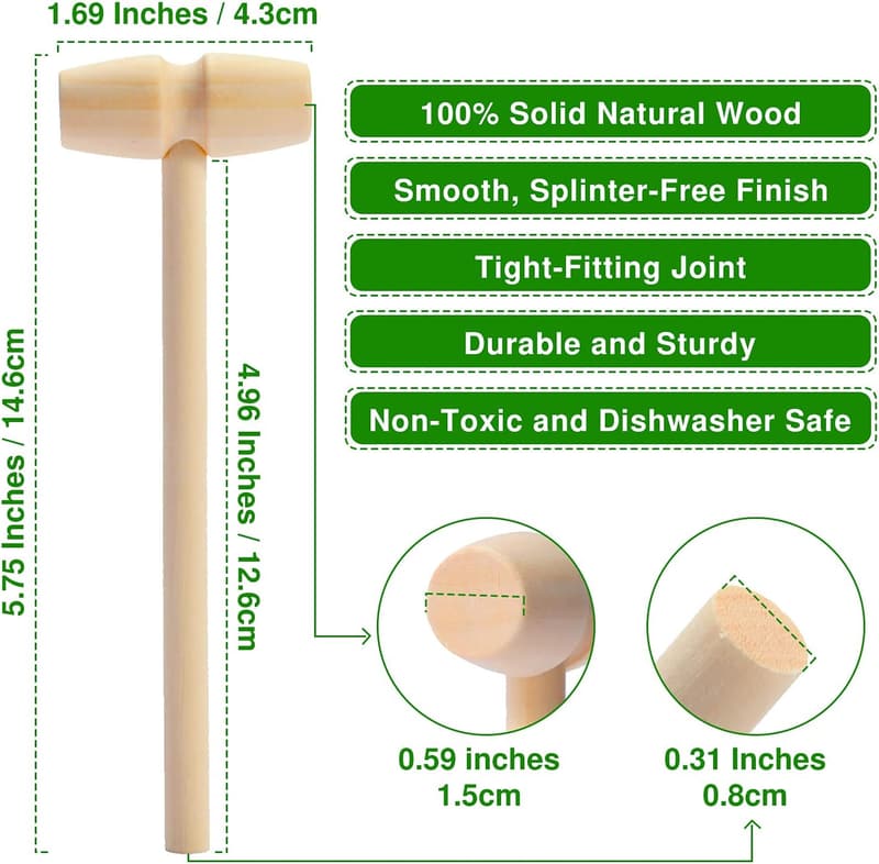 Mini Wooden Hammer Set for Breakable Chocolate Hearts (x75)