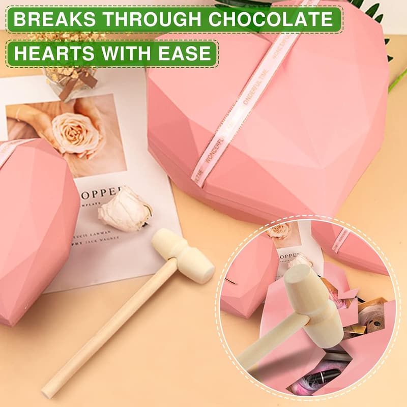 Mini Wooden Hammer Set for Breakable Chocolate Hearts (x75)