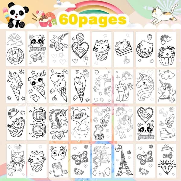 Panda Coloring Book Set with Colored Pencils for Kids Age 4-8