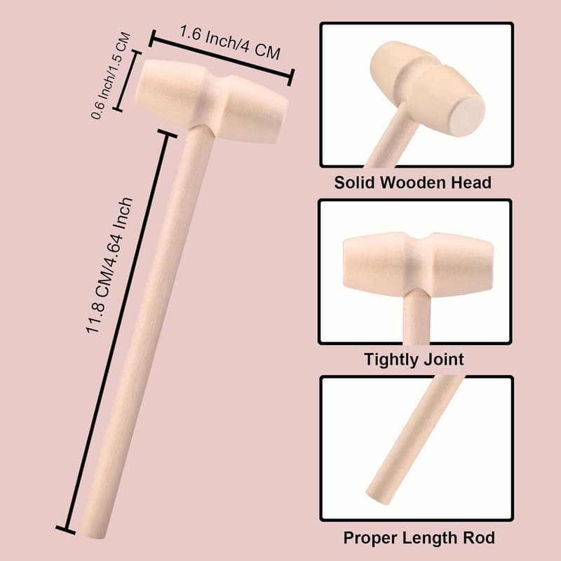 Mini Wooden Hammers - 24 Pcs Seafood & Chocolate Cracking Tools