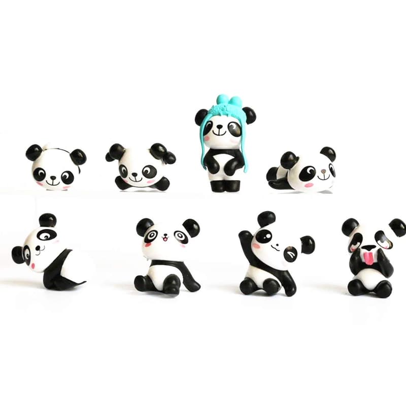 Cute Panda Figurines Playset for Cake Decoration