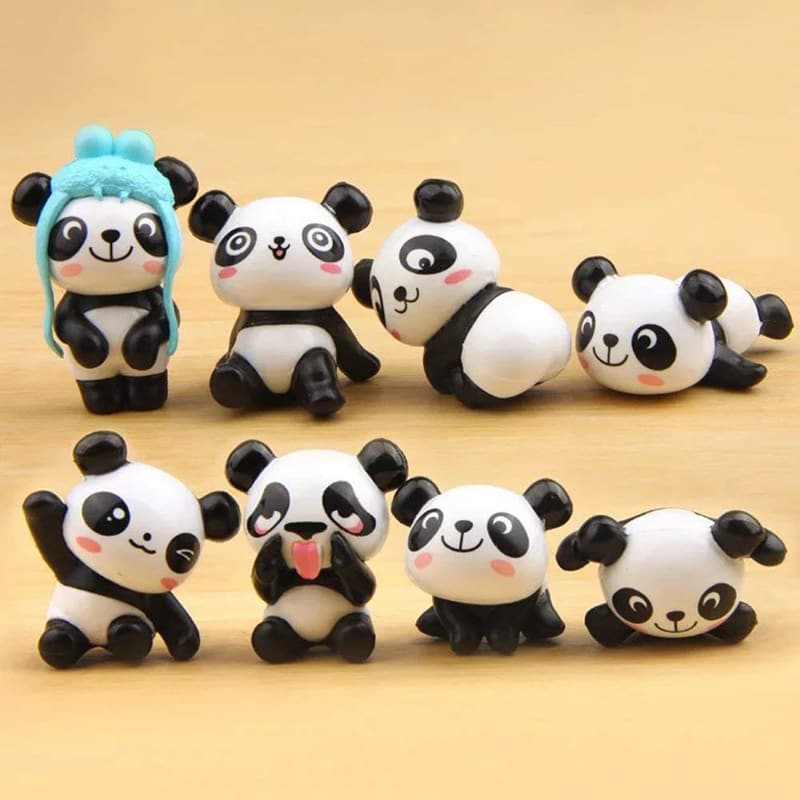 Cute Panda Figurines Playset for Cake Decoration