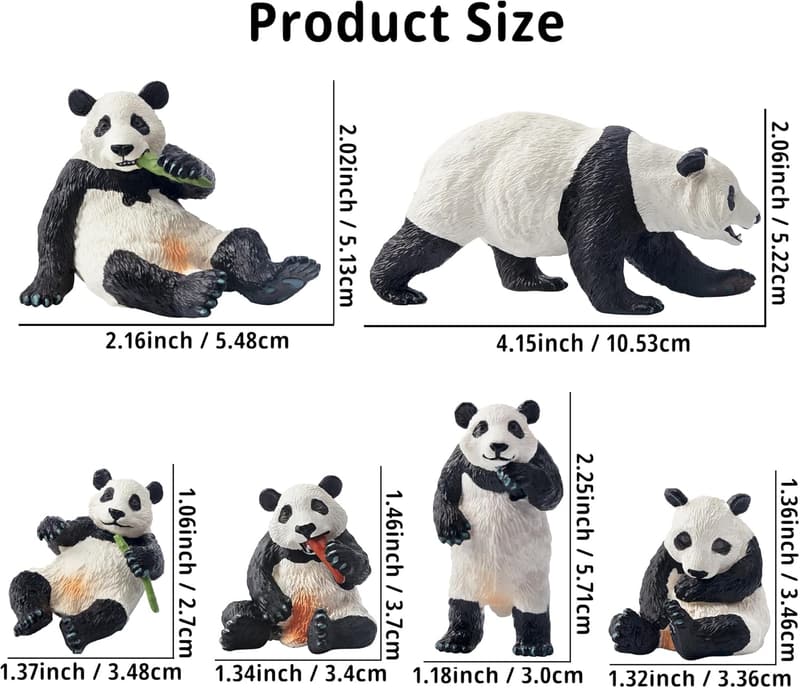 Panda Figurines Set with Bamboo - Educational Toy for Kids