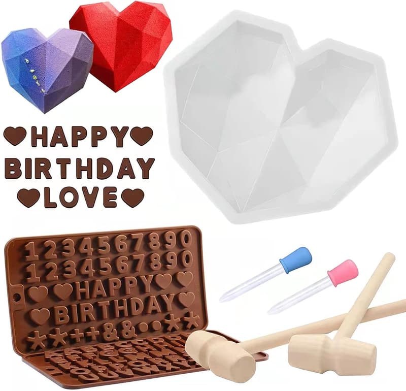 Valentine Chocolate Heart Mold Set with Tools and Letter Numbers