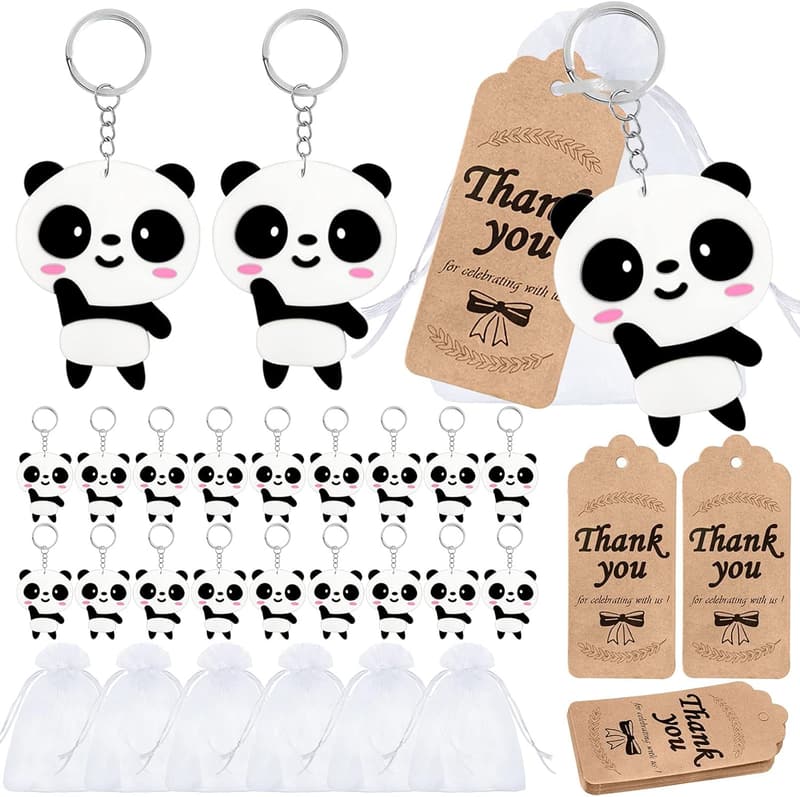 Animal-Themed Birthday Party Favors Set with Panda Keychains & Bags