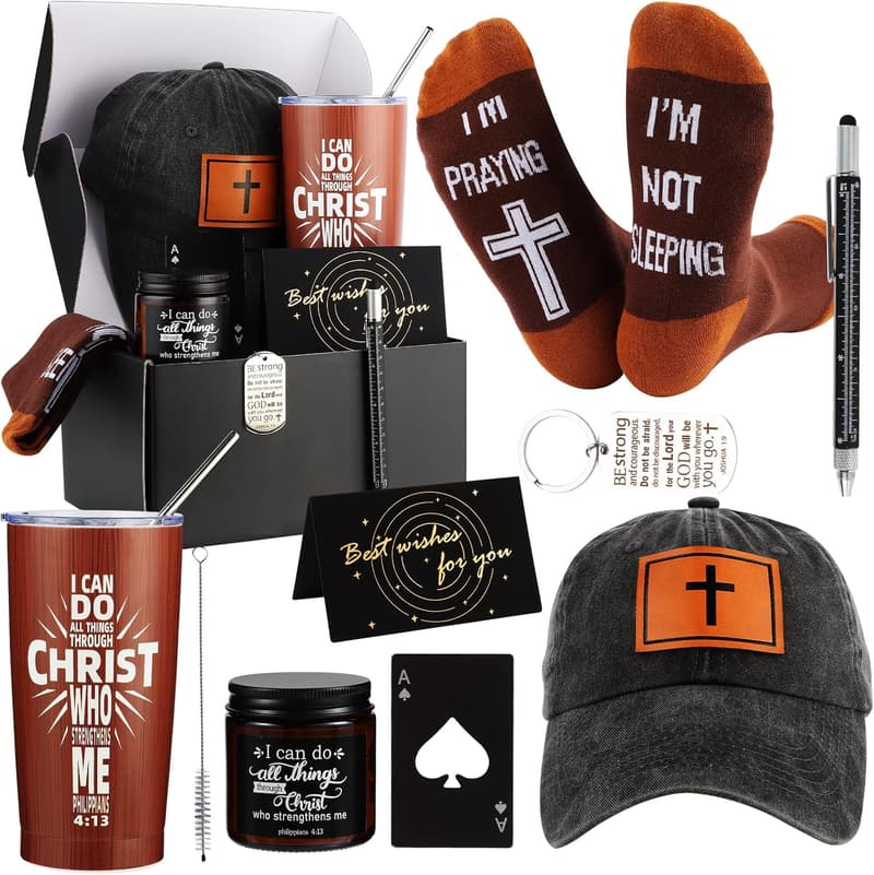 Inspirational Christian Gift Set for Men - 9-Piece Box