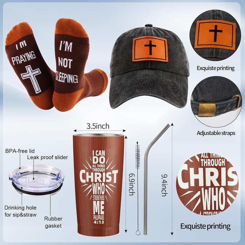 Inspirational Christian Gift Set for Men - 9-Piece Box