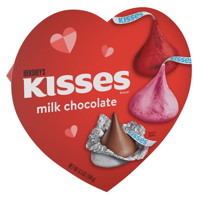 HERSHEY'S Kisses Milk Chocolate Heart Box, 6.5 Oz