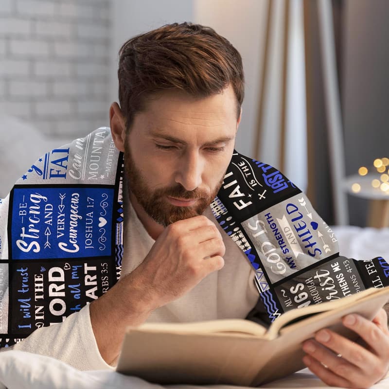 Inspirational Bible Verse Blanket - Christian Gift for Men