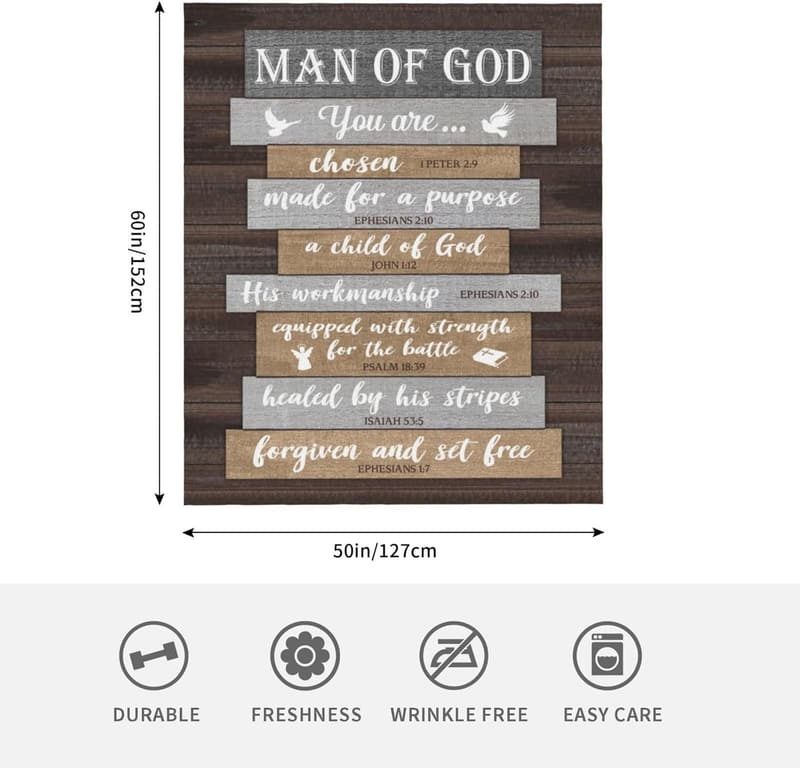 Christian Blanket for Men - 60x50 Inch Inspirational Gift