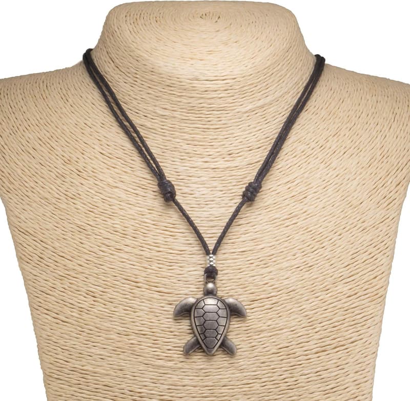 Sea Turtle Necklace on Adjustable Black Cord